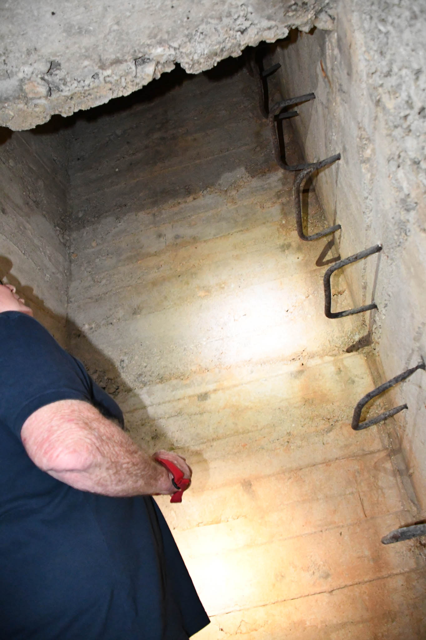 Iron staple ladder leading up to observation post